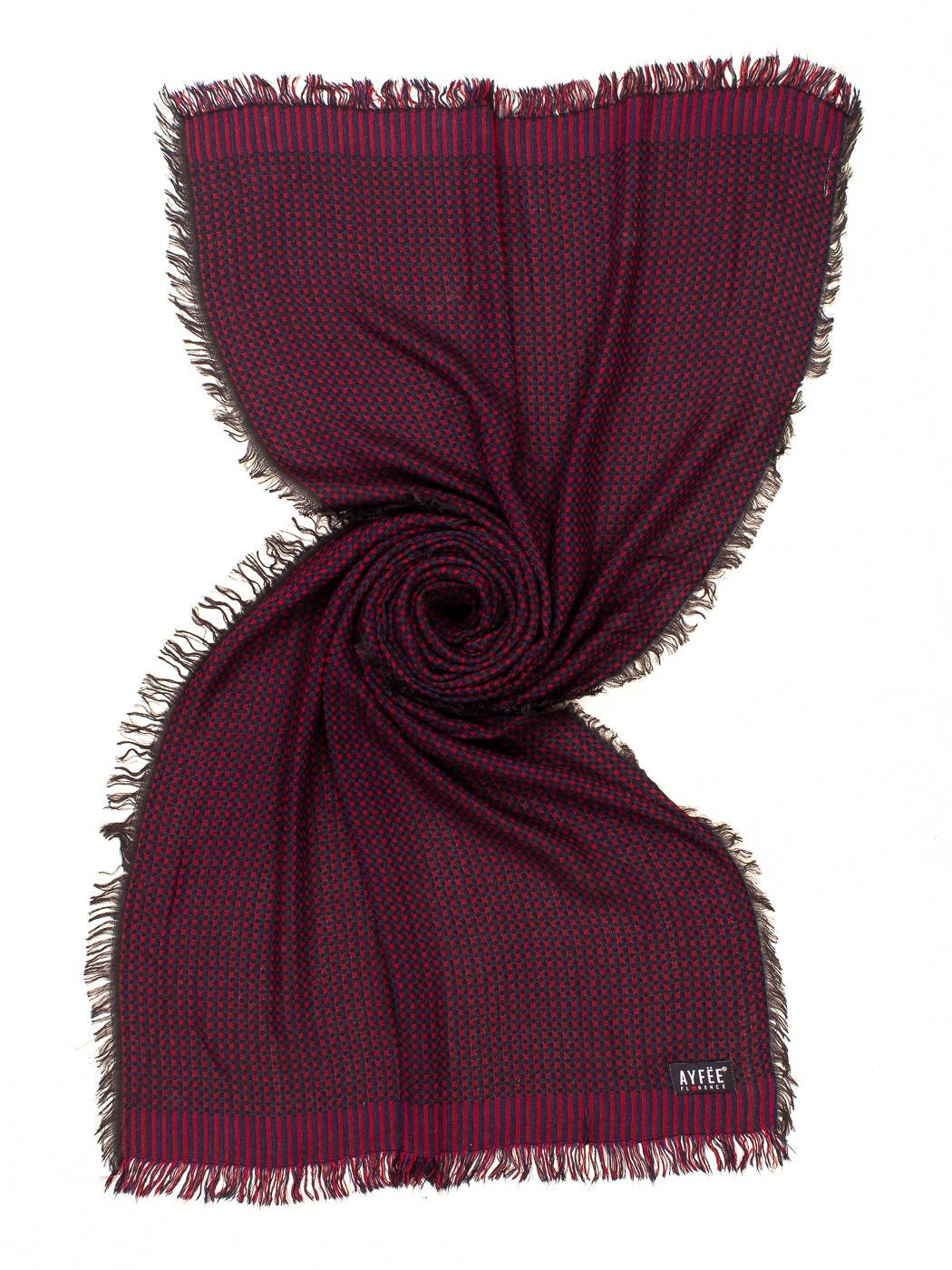 STOLA UOMO JACQUARD DOTS, 180X40 - BORDEAU
